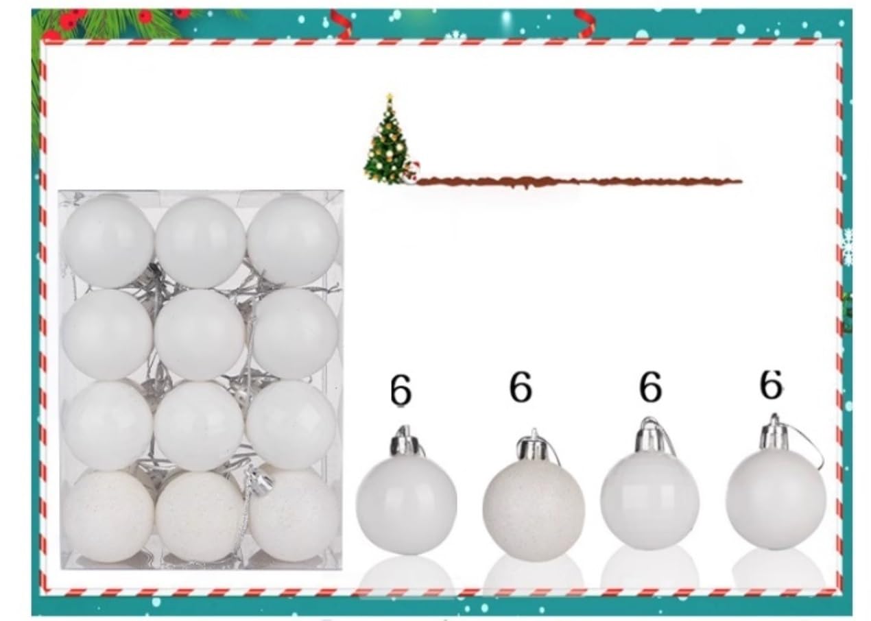 Weihnachtskugel-Dekorationsset, Weihnachtskugel-Ornamente, 24-teilig, Weihnachtskugeln, Weihnachtsschmuck, Weihnachtsbaumschmuck, Hängende Kugeln für Feiertage, Hochzeitsfeiern, Weihnachtskugeln (F