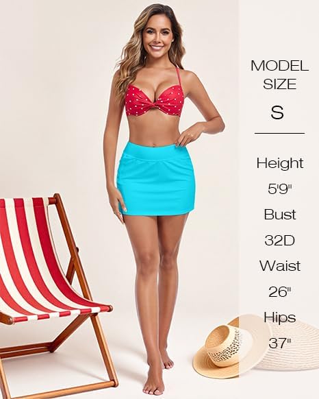 Ocean Blues Women's High Waisted Swim Skirt Tummy Control Skirted Swimsuit Bottom with Mesh Liner - Image 3
