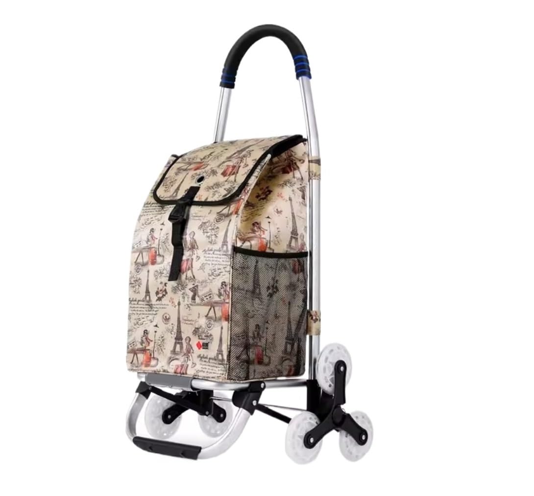 SBZIOJHDR foldable shopping trolley， Folding Shopping Trolley with Removable Oxford Cloth Bag for Laundry Grocery(B,6 wheels)