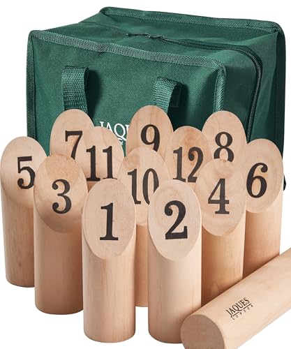 Jaques of London Wooden Skittles | Throwing Games | Skittles Game for Gardens | Outdoor Games for Adults & Kids | Since 1795