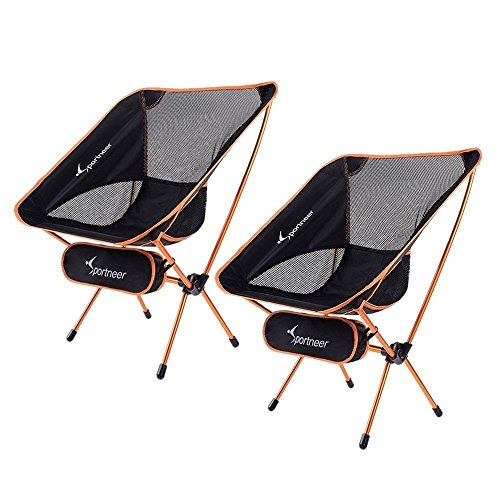 Chaise de Camping, Sportneer® Lot de 2 Portable Léger Pliable Camping Chaise pour Backpacking/ Randonnée/ Pique-nique/ Pêche / Plage / Jardin (Charge de Poids 158kg)
