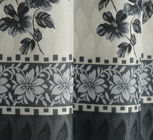 Image of Homefab India Jacquard Jute Curtains Room Darkening - Long Door 9 feet, Pack of 1 Curtain, Grey Floral