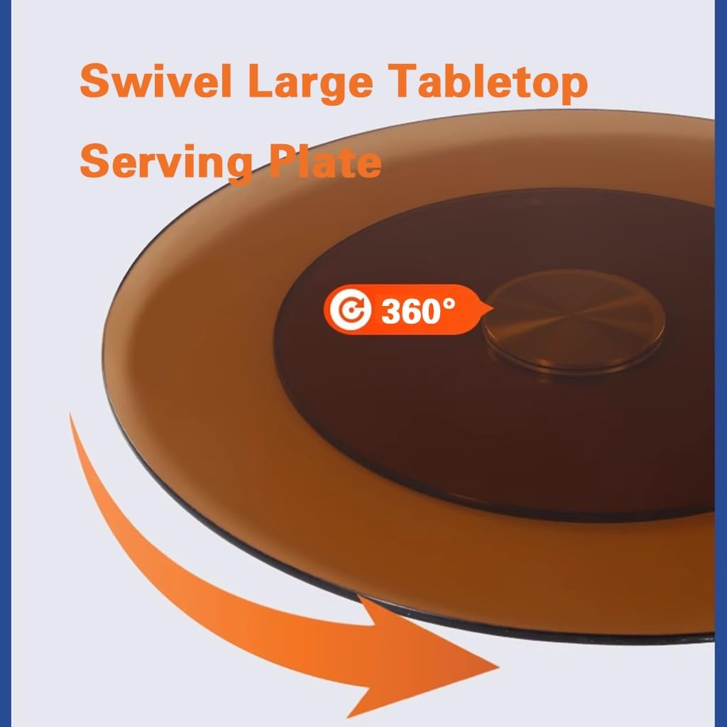 Lazy Susan - Vassoio rotondo da 60 cm, in vetro temperato, girevole, con cuscinetti silenziosi, perfetto per tavolo da pranzo e intrattenimento, elegante e funzionale