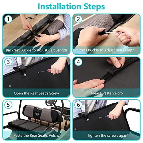 10L0L Rear Golf Cart Seat Cover Set For Ezgo Club Car Yamaha, Breathable Seat Covers Keep Seats Cool Washable Polyester Mesh Cloth Seat Protectors, Two-Tone Colors- Gray/Black/Red/Beige/Blue #TOP6