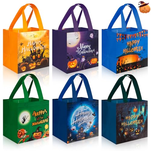 6 Pcs Halloween Gifts Bags with Handles – Happy Halloween Tote Tr