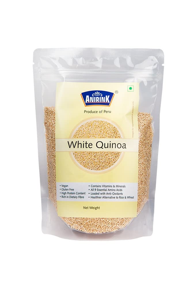 Anirink White Quinoa 1kg/ Gluten Free/Healthy & Nutritious/Peru Imported White Quinoa/High Protein, Fibre & Iron/Weight Loss (1000)
