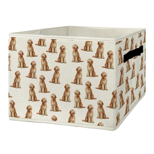 EGBTL Goldendoodle Gifts Storage Bins & Boxes with Handles, Golden Doodle Gifts for Women Foldable Basket for Organizing, Dog Collapsible Storage Basket for Bedroom Bathroom Clothes Toys Books