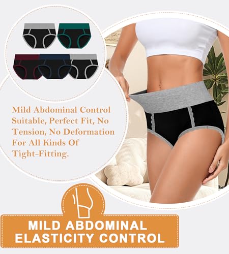 Women Underwear Cotton High Waisted Soft Briefs Full Coverage Comfort Panties Multipack3