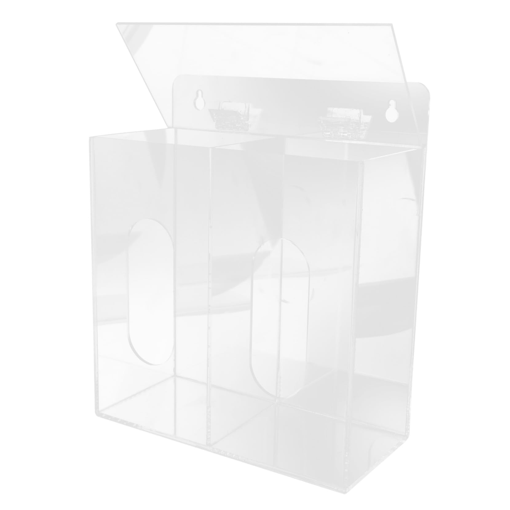 Dispensador de guantes acrílico, montaje en pared, caja de almacenamiento multifuncional para máscaras y guantes desechables con compartimentos, ahorra espacio para laboratorio