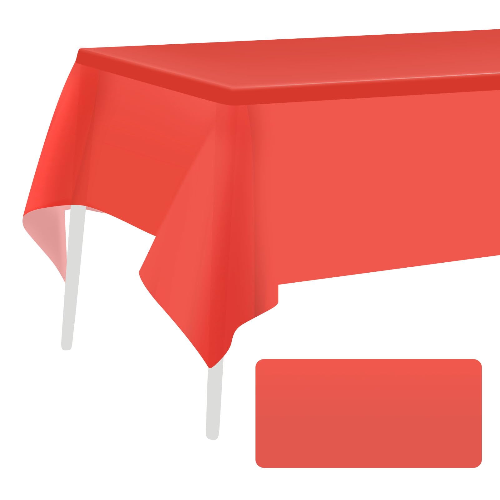 Hxmjied Red Rectangle Table Cover, 137 X 274 Cm Party Rectangle Tablecloth, Wipeable Table Cover For Indoor Or Outdoor Picnic, Baby Shower, Wedding, Christmas And Birthday Party Decorations