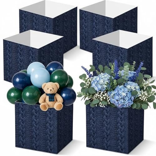Boîtes à fleurs pour baby shower lot de 6 cubes décoratifs de table bleu azur de 17,8 cm