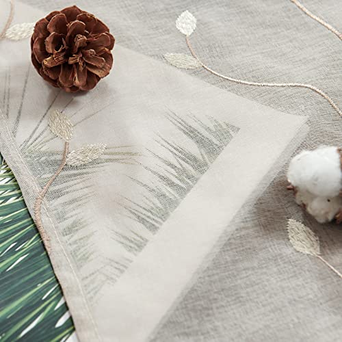 Jinchan Sheer Door Curtain Floral Embroidered Semi-Sheer Embroidery Voile Floral French Door Curtain Light Filtering Drape Rod Pocket 1 Panel W55 X L40 Beige #TOP4