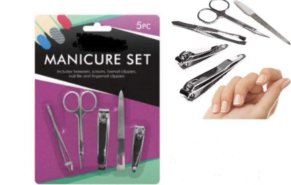 manicure pedicure nail care set 5pc Tweezers Scissors Toe Finger clippers File