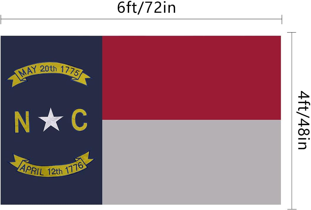 North Carolina Flag 4x6,Fully Embroidery Technique,Tear Resistant,Sewn Stripes and Brass Grommets,Upgraded High-strength Polyester Fabric,All Weather Durable State Flags.