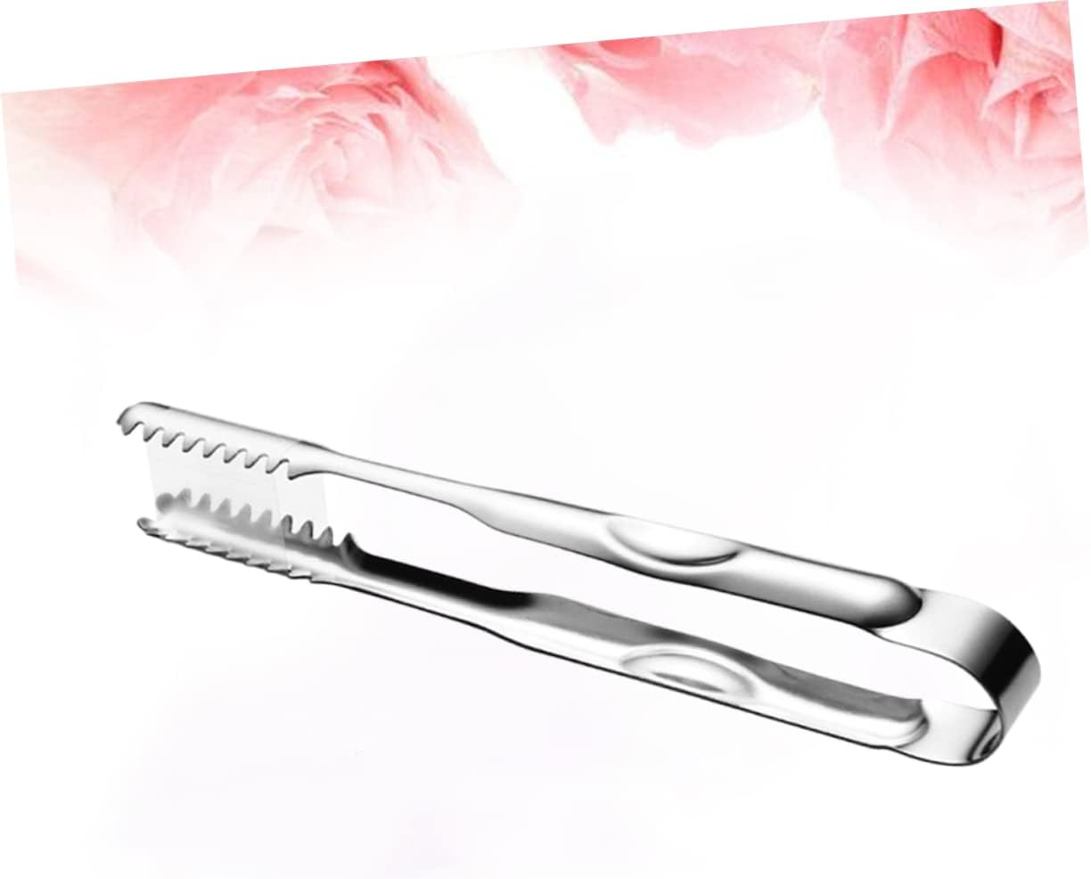 PRETYZOOM 3pcs Stainless Steel Ice Tongs Thick Teeth Sugar Cube Tongs Multi-use Kitchen Gadgets for Cafe Bar