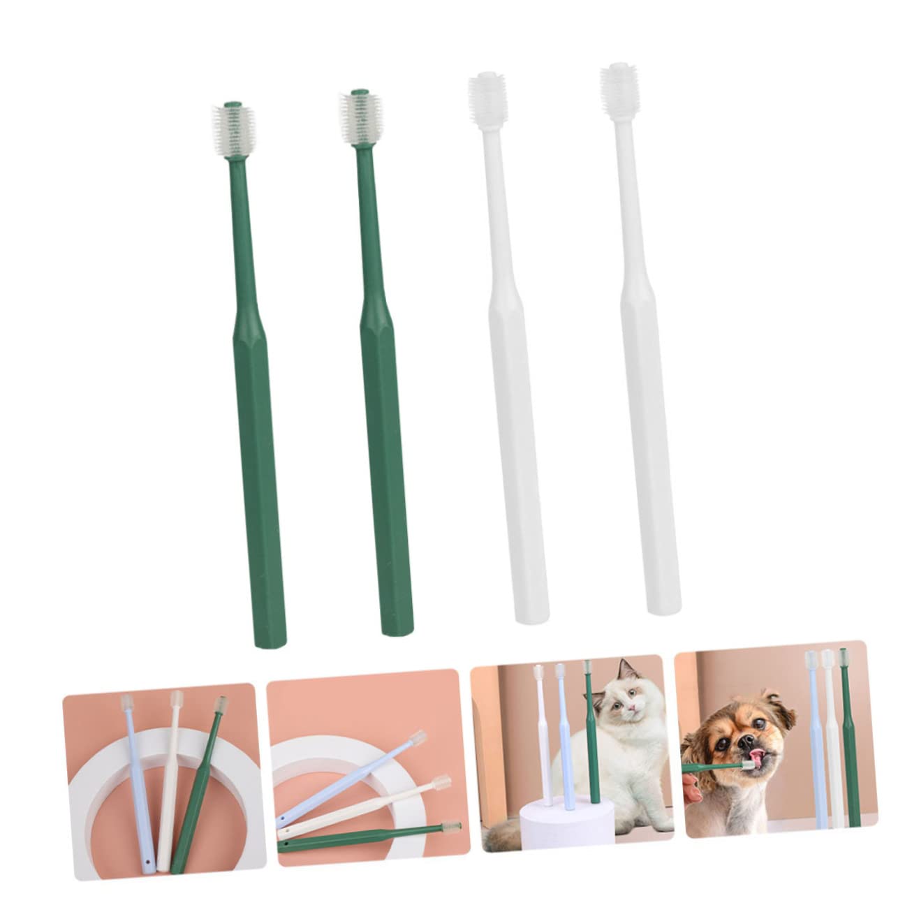 Sosoport 12stücke Handle Haustierzahnbürste Mundreinigung Für Katzen Und Hunde Wiederverwendbar Ergonomisches Design Einfache Handhabung Zur Zahnpflege Und Vorbeugung Von Mundgeruch