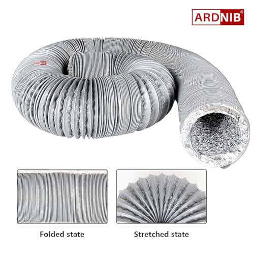 Image of 8 inch 32 FT (10 METER) PVC Flexible Duct /Insulated Duct /Exhaust duct /Aluminum duct /Cowl with mesh /Inline duct ventilation system accessories (8 Inch)