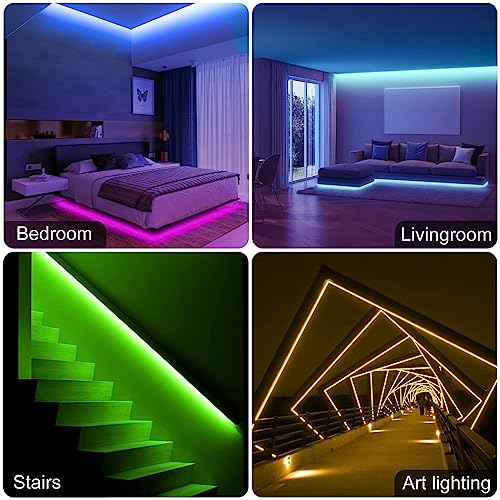 Auplf Led Strip Lights 50Ft, 5050 Rgb Color Changing Strip Lights For Bedroom With 24V Power Adapter, Dimmable Led Strip Lights With 44 Keys Remote For Birthday Party Decor #TOP4