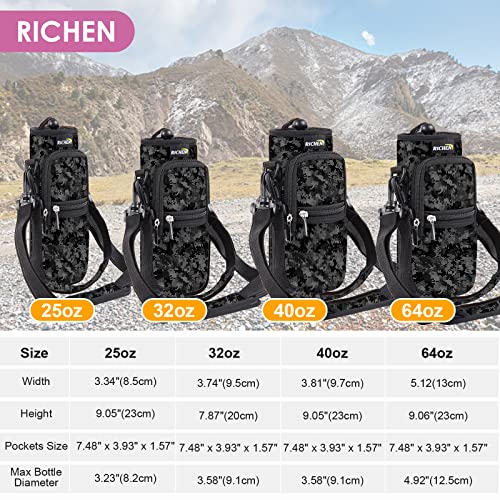 Image of RICHEN Neoprene Water Bottle Carrier Bag with Adjustable Shoulder Strap,Insulated Water Bottle Cover for Stainless Steel /Glass /Plastic Bottles