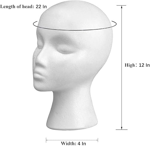 Miniatura 2 de Cabeza de peluca de espuma de 12 pulgadas, 3 piezas, soporte de peluca de maniquí de espuma alta para mujer, soporte y soporte para estilo, modelo y