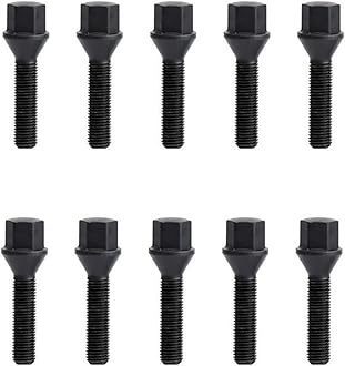 KSP M14x1.25 Lug Bolts for I3 I8 M2 M4 F80 X2 X4 X6, Conical Seat Extended 45mm Shank Hex 17mm Black Dacromet Wheel Studs Compatible with BMW Mini, Package of 10PCS