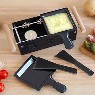 COOK CONCEPT, KC2486, Raclette Duo à la Bougie, Plaque de Cuisson Spécifique, Design Élégant en Métal et Bois, Idéal pour 2 Personnes, Dimensions 62x32x11 cm, Noir