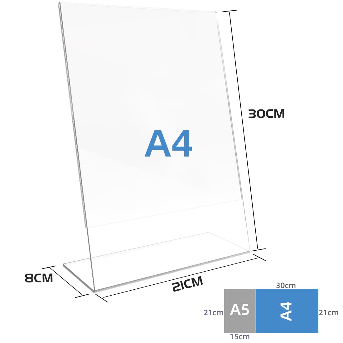 Expositor Metacrilato Transparente A4, Soporte de Escritorio, Porta Precio de Etiqueta para Oficinas Comercios Supermercados Restaurantes (12 Piezas - A4)