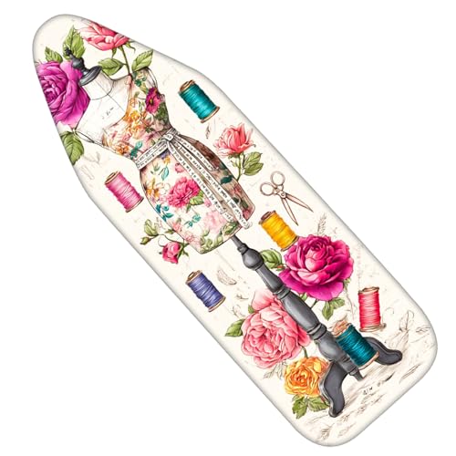 Image of Nuxovilar Floral Mannequin Ironing Board Cover 15x54 Polyester | Iron Pad Scorch Guard laundry helper protective board shield home laundry room craft studio (Thread Spools)