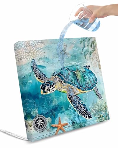 Hokiten Turquoise Turtle Outdoor Cushion Chair Cover Set of 4 - Waterproof Couch Seat Covers, Farmhouse Coastal Starfish Seaweeds Patio Furniture Protector Cushions Slipcovers for Sofa/RV, 22