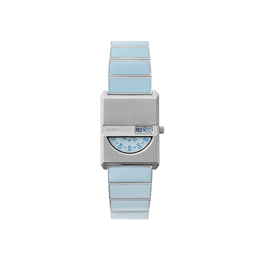 Breda 'Pulse Tandem' Light Blue and Silver with Metal Bracelet Watch, 26MM