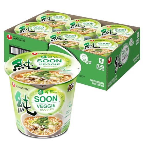 Nongshim Soon Cup Noodle Soup, Veggie, 2.6 Ounce...