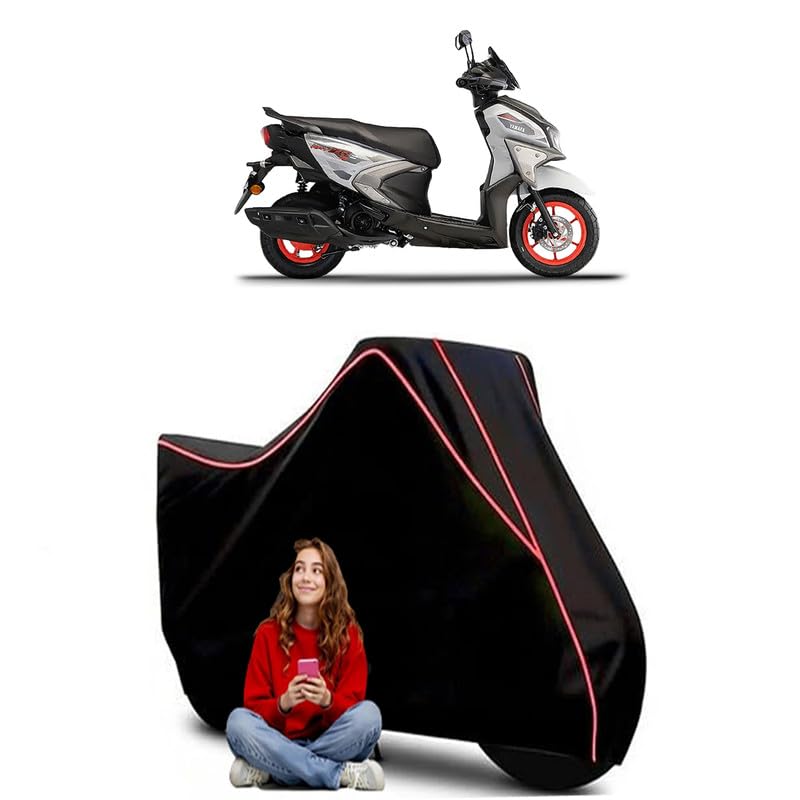 Image of Ray ZR 125 Street Scooty Bike Cover Water Resistant Outdoor Use Universal Fit Scooters Motorcycles Heavy Duty UV Protection Dust Rain Scratch Resistant Elastic Bottom Black Blue Piping