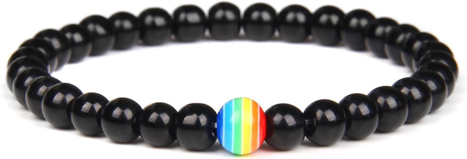 Rainbow Natural 6 Mm Green Jad Beads Bangle Stretch Bracelets For Men And Women Chain Jewelry