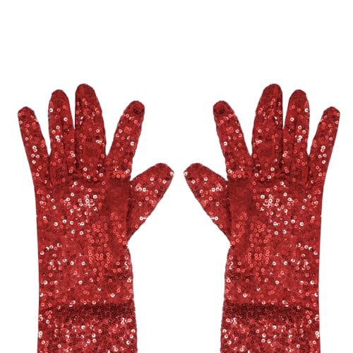 RARITYUS Sparkly Sequin Long Gloves for Women Elbow Length Opera Party Gloves Glitter Gloves for Dance Prom Halloween Costume4