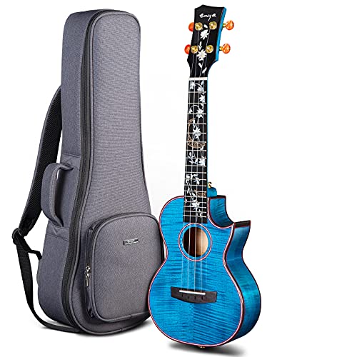 Ukelele eléctrico ENYA EUT-Flower EQ de 26 pulgadas 5A a rayas cuerpo de arce sólido con recogida A2U,...