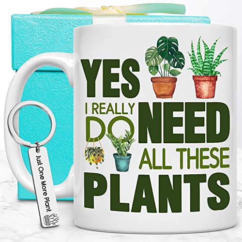 Dynular Plants Lover Gifts for Women Mom Funny Plant Gifts Plant Addict Coffee Mug for Crazy Plant Lady Plant Men Plant Themed Gift for Christmas Birthday All I Need is Plants Coffee Cup Keychain