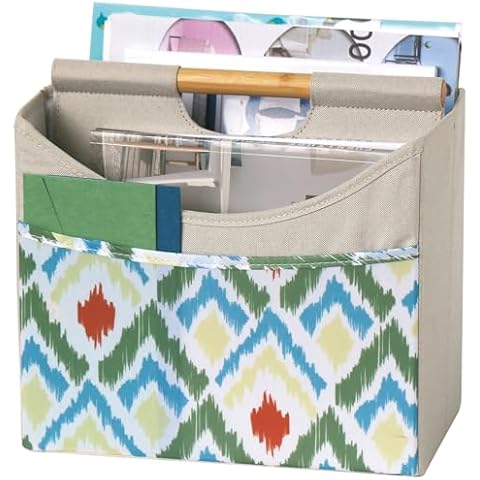 EZDeco Magazine Holder,Boho Magazine Rack Floor,Foldable 3 Pocket Magazine Basket for Desktop,Magazine File Newspaper Book Storage for Farmhouse/Bathroom/Living Room/Home Cover