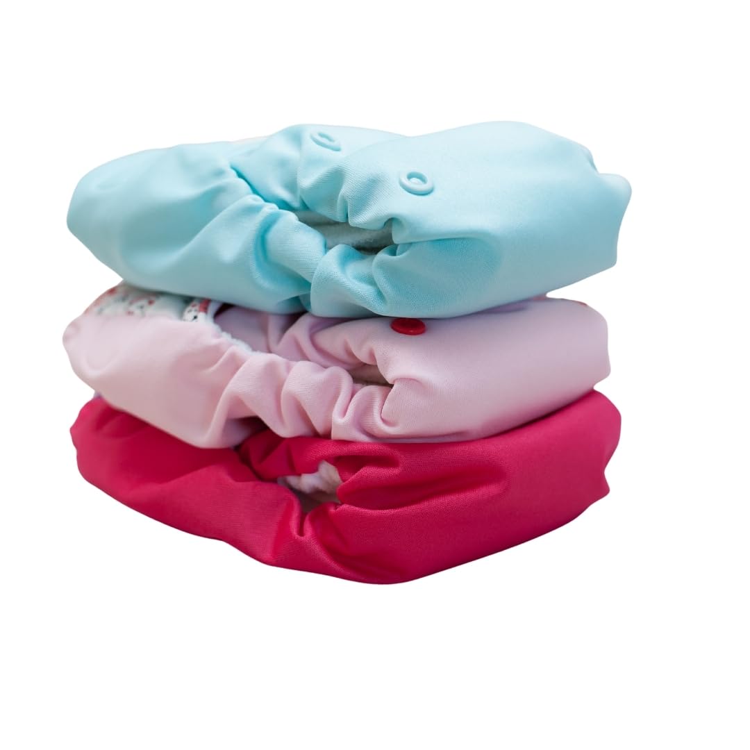 Re-Usable Baby Diapers with Snap Buttons for Size Adjustment (1-36 Months) Pack of 3 Diaper + 3 Insert) - New Born (6 Pieces)-image-14