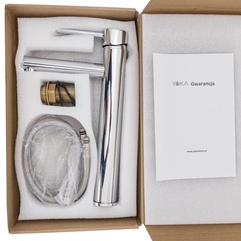 Kran łazienkowy - bateria umywalkowa z wylewką 14 cm - armatura łazienkowa z regulatorem strumienia - stojąca bateria mieszakowa - bateria łazienkowa do umywalki - wysokość 30,5 cm - chrom