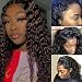13x6 Water Wave Human Hair Wigs 150% Density Curly Lace Front Wigs Human Hair Pre Plucked with Baby Hair for Black Women Free Part Natural Color(16 Inches)