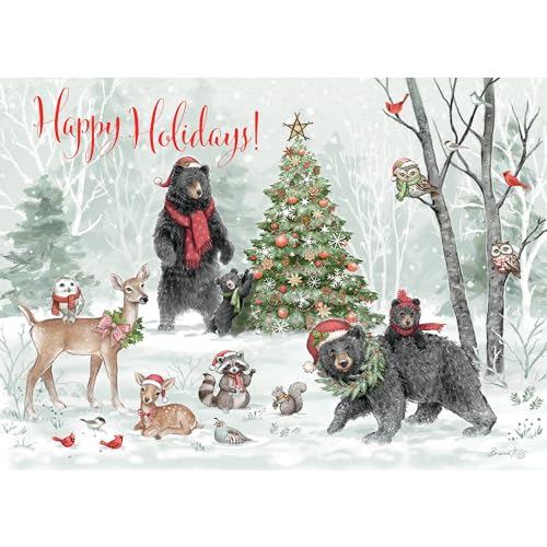 Cartes de Noël pop-up d'exception Lang Woodland Winter papeterie luxe