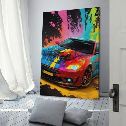 Voitures de sport colorées toile POLIUAWS pour habiller un mur vide 30x45