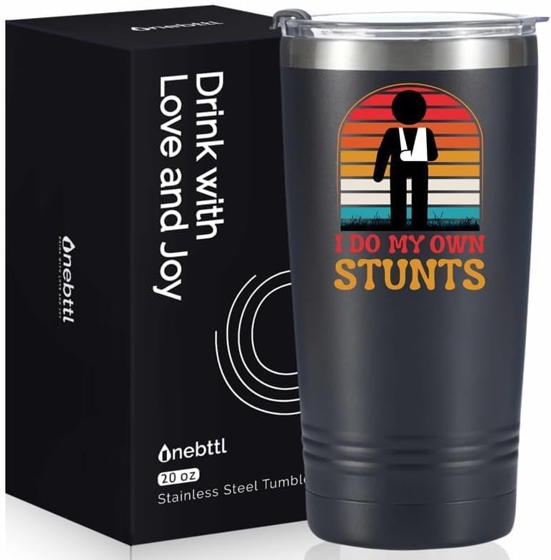 Miniatura 2 de Regalos de brazo roto, regalos para familias o amigos en cumpleaños y Navidad, vaso aislado de acero inoxidable de 20 onzas  I DO MY OWN STUNTS