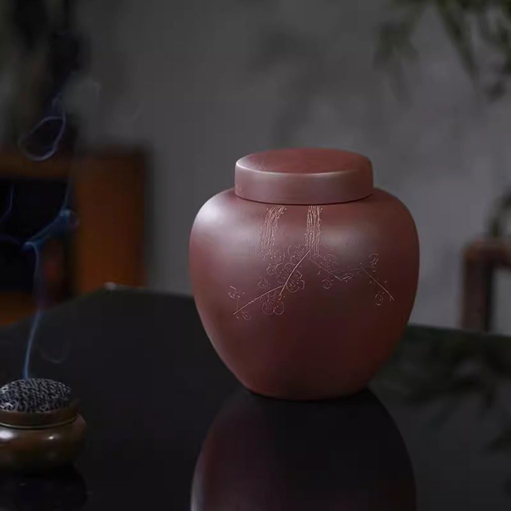 LYGSWDB Słoik na cukier Duża fioletowa puszka na herbatę z glinki Pu'er Puszka do przechowywania herbaty Zamknięte przechowywanie Pusta puszka do serwowania mielonej kawy, herbaty, cukru, soli i