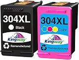 KINGWAY 304 XL Remanufacturées Cartouches d'encre Compatible avec HP 304 304XL pour HP Envy 5010 5020 5030 5032 Deskjet 2620 2622 2630 2632 2633 2634 3720 3730 3733 3735 (2 Pack)