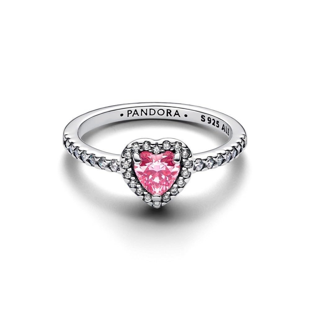 Anello a Cuore in Argento Sterling con Zirconia Cubica Rosa Fantasia e Chiaro