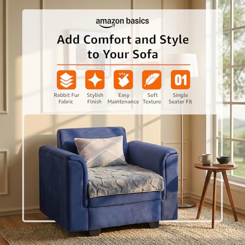 Image of Amazon Basics - Rabbit Fur Make Your Own Sofa Cover |70cm x 70cm| Microfiber Sofa Slipcover | 350 GSM (Grey, 1 Seater)