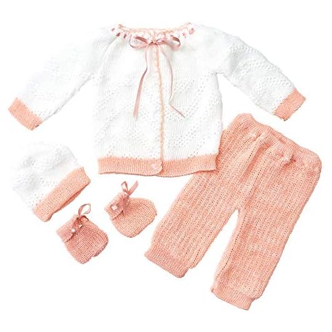 FLVFF BABY Fashion Newborn Boy's Girl's Unisex Warm Winter Crochet Set 4 Pieces (White/Melon) Cover