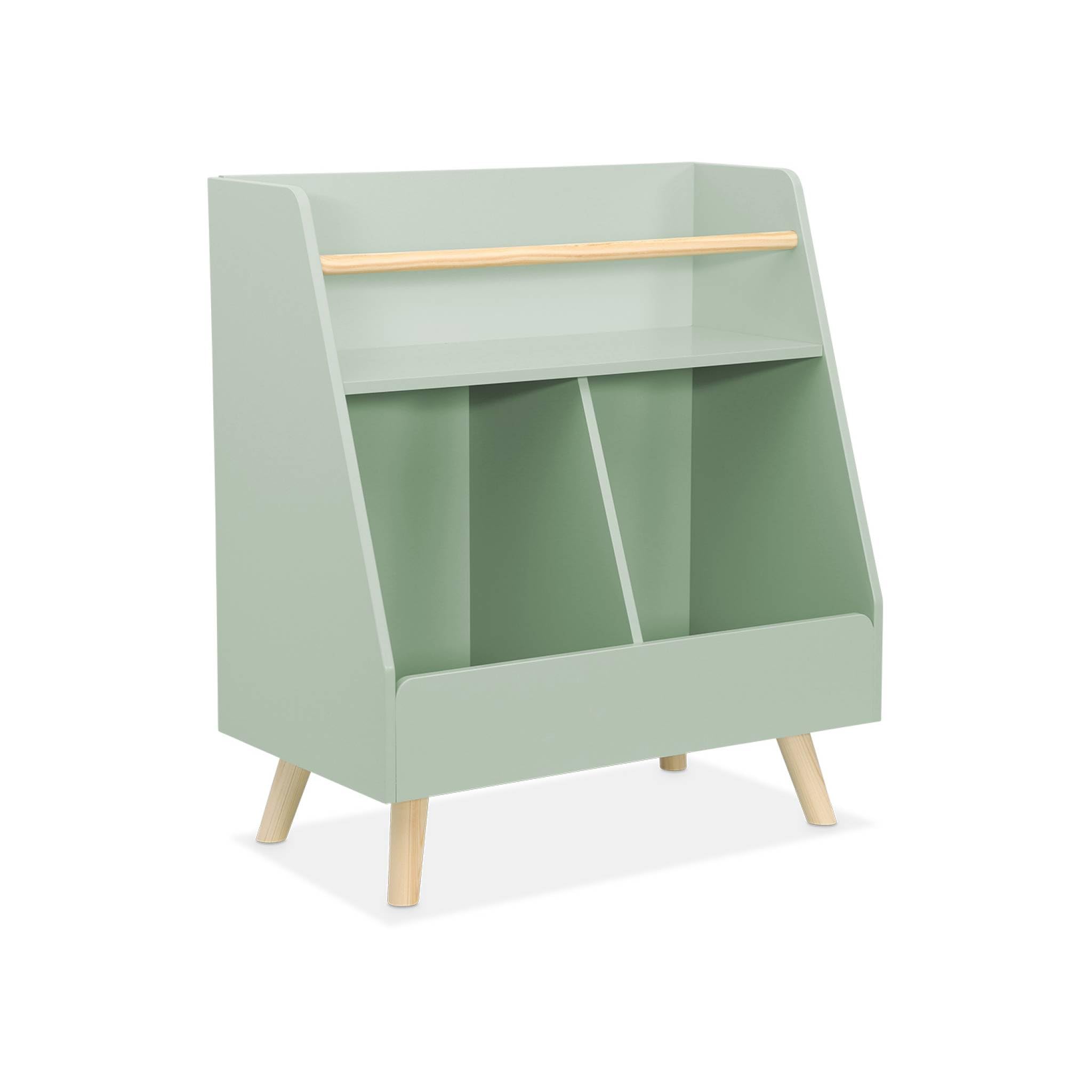 sweeek - Mueble para niños, 2 compartimentos, Tobias, Verde, 61.5x35x69.5 cm