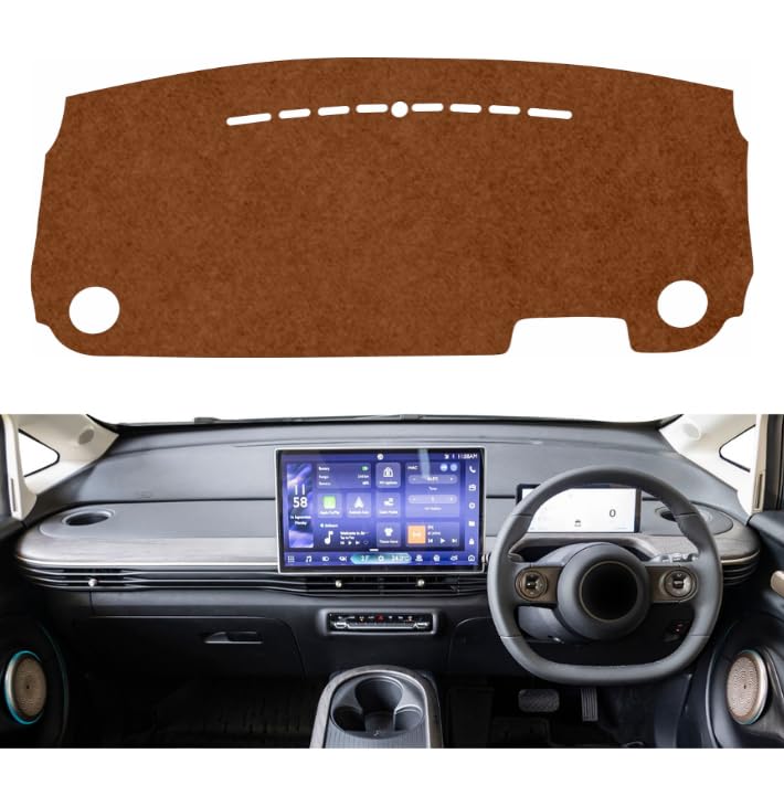 Image of Car Dashboard Cover Compatible with MG Windsor EV 2024-2025 Dustproof, UV Resistant | All-Weather Protection | Custom Fit Car Accessories (Brown)